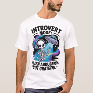 Antisocial Skeleton UFO Funny Space Introvert T-Shirt
