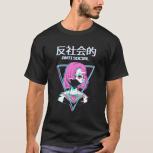 Antisocial Vaporwave Anime Girl Japanese Indie Alt T-Shirt