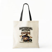 Antisocial Witch Coffee Halloween Tote Bag