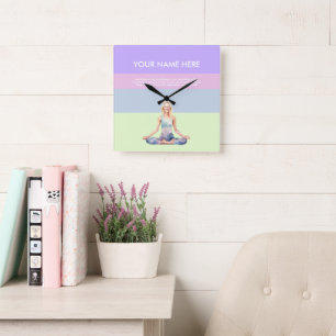 ANTISTRESS CALM YOGA PASTEL ZEN RELAX SQUARE WALL CLOCK