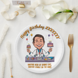 ANTISTRESS DOCTORS BIRTHDAY PARTY WHITE PAPER PLATE