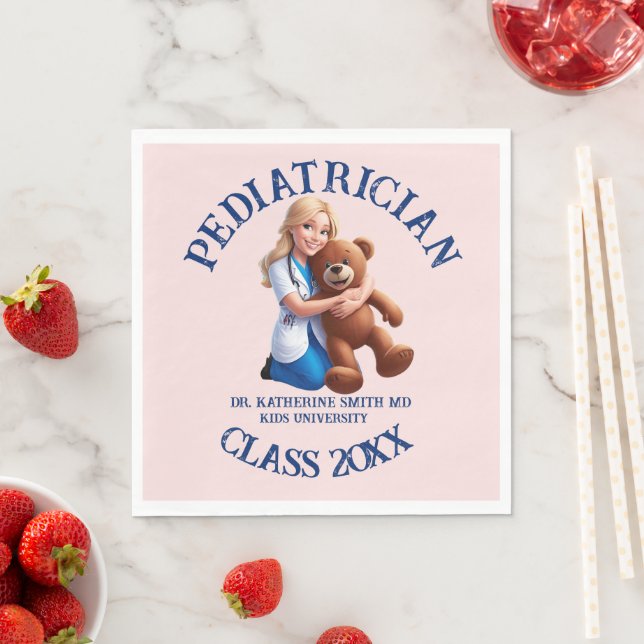 antistress pediatrician teddy bear kids university napkin (Insitu)