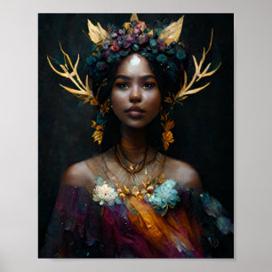 Antler Fae Fairy Fantasy Art Poster