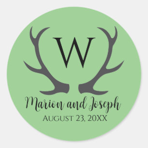 Antler Initial Wedding Envelope Seal Favour Sticke