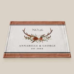 Antler terracotta sage green botanical floral doormat