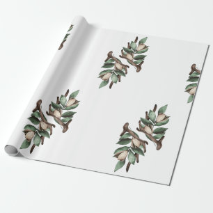 Antler with green branch Wrapping Paper