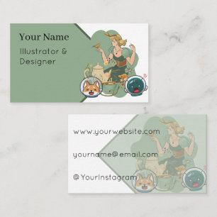 Antlered Nymph's Tea Party: Whimsical Cosmos Frien Business Card