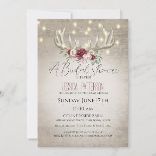 Antlers and Lights Floral Bridal Shower Invitation