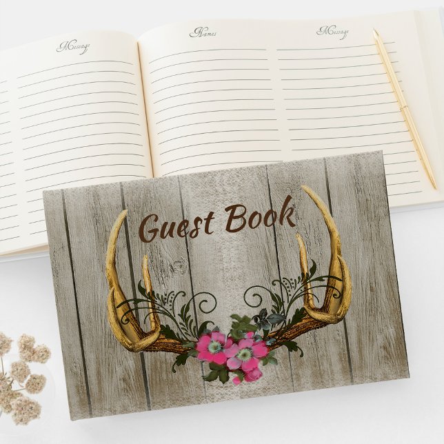 Antlers and Pink Roses Guest Book (Creator Uploaded)
