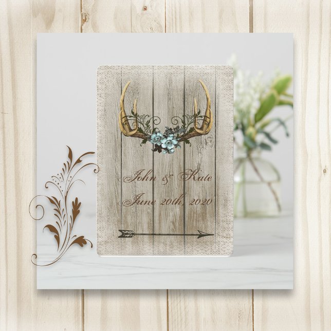 Antlers and Roses Rustic Wedding Invitation (Creator Uploaded)