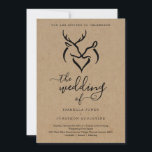 Antlers Doe & Deer Heart Hunters Wedding Invitation<br><div class="desc">A wonderfully simple kraft backdrop with a rustic and romantic doe and dear graphic to invite guests to your wedding.  

Coordinating RSVP,  Details,  Registry,  Thank You cards and other items are available in the 'Wonderfully Simple' Collection within my store.</div>