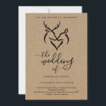 Antlers Doe & Deer Heart Hunters Wedding Invitation<br><div class="desc">A wonderfully simple kraft backdrop with a rustic and romantic doe and dear graphic to invite guests to your wedding.  

Coordinating RSVP,  Details,  Registry,  Thank You cards and other items are available in the 'Wonderfully Simple' Collection within my store.</div>