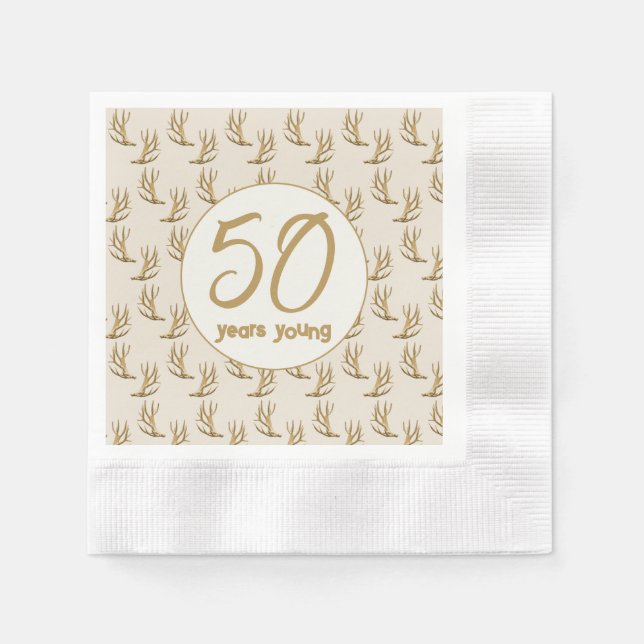 Antlers Hunter Birthday Years Young  Napkin (Front)