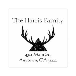 Antlers Silhouette Personalised Rubber Stamp