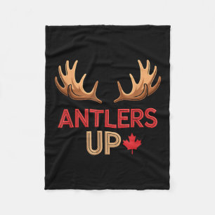 Antlers Up Canadian Pride Funny Canada Flag Moose Fleece Blanket