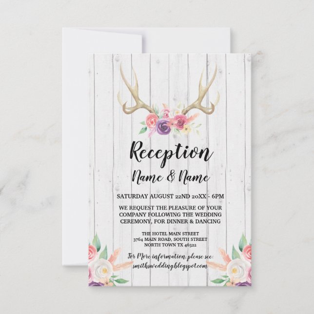 Antles Rustic Wedding Reception Cards Flowers (Front)