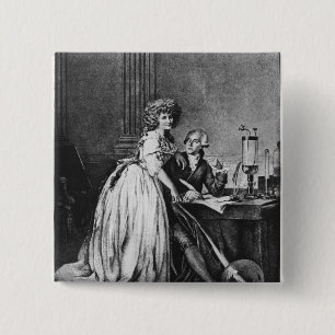 Antoine Laurent Lavoisier  and his wife 15 Cm Square Badge