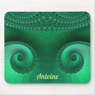 ANTOINE ~ Zany Shades of Green Fractal Pattern Mou Mouse Pad