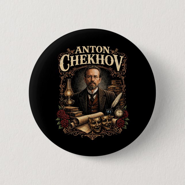Anton Chekhov 6 Cm Round Badge (Front)