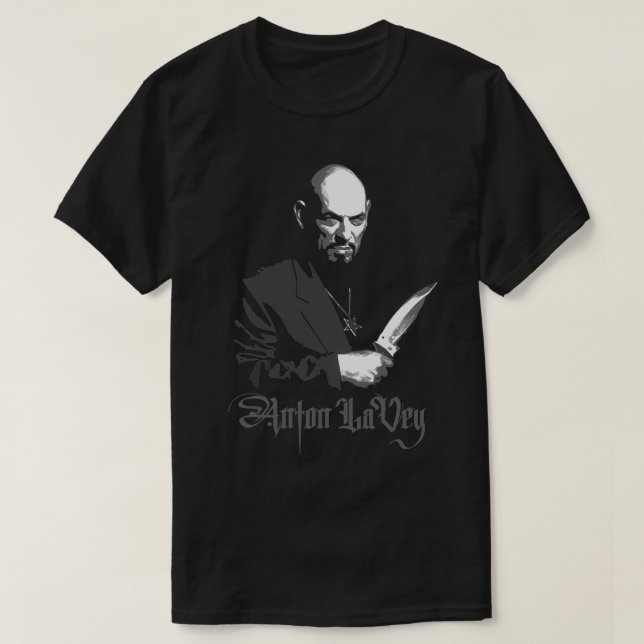 Anton LaVey Illustration of Occult Leader T-Shirt (Design Front)
