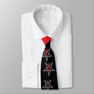Anton LaVey Sigil Abstrct Wave {Red} Tie