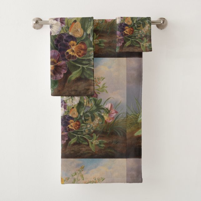 Anton Mollis Vintage Pansy Bath Towel Set (Insitu)