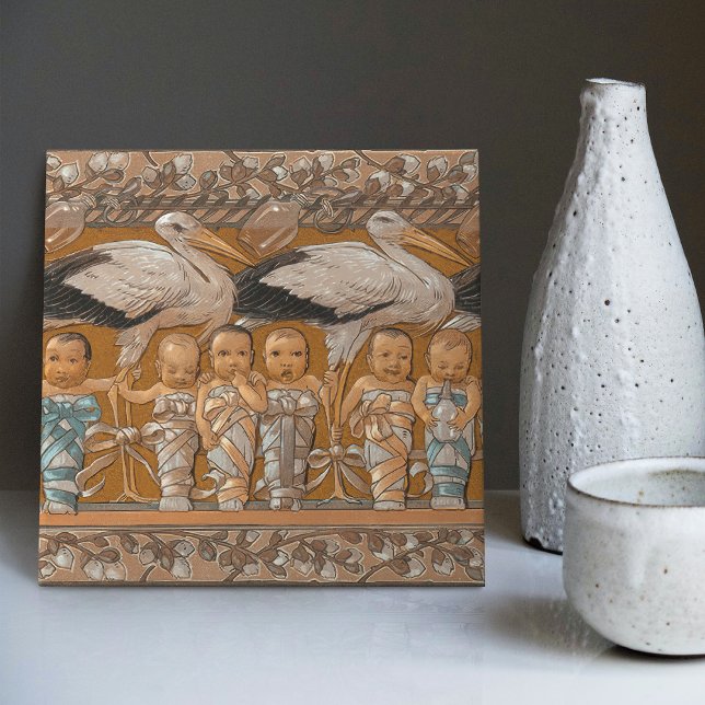 Anton Seder's Tender Storks Art Nouveau Wall Tile (Creator Uploaded)