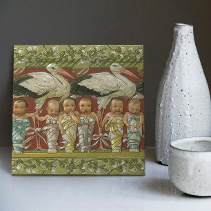 Anton Seder's Tender Storks Art Nouveau Wall Tile