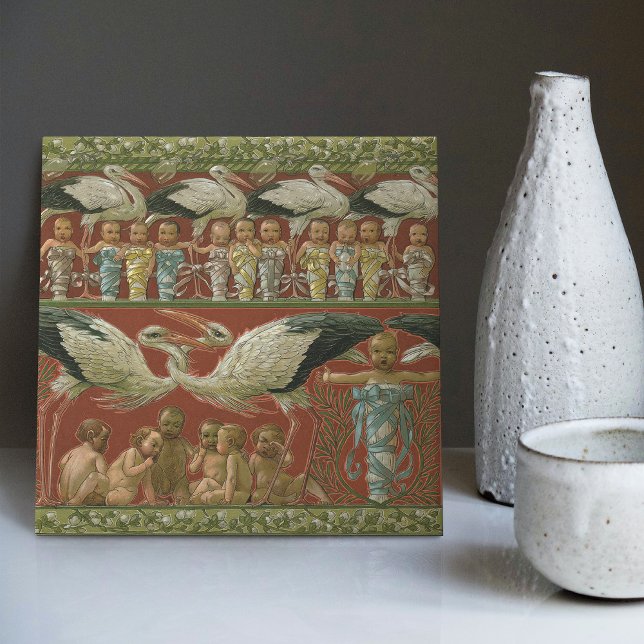 Anton Seder's Tender Storks Art Nouveau Wall Tile (Creator Uploaded)