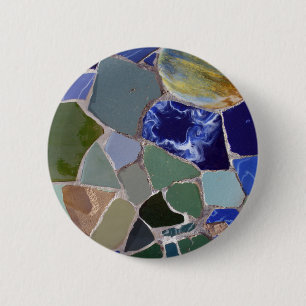 Antoni Gaudi Blue Mosaics 6 Cm Round Badge