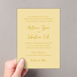 Antonia Butter Yellow Elegant Wedding Acrylic Invitations<br><div class="desc">Elegant wedding invitations featuring a simple design with script and serif fonts.</div>