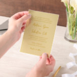 Antonia Butter Yellow Elegant Wedding Vellum Invitations<br><div class="desc">Elegant wedding invitations featuring a simple design with script and serif fonts.</div>