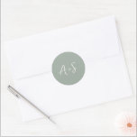 Antonia Sage Green Elegant Wedding Classic Round Sticker<br><div class="desc">Elegant wedding stickers featuring a simple design with your monogram in a script font.</div>