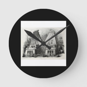 Antonio Basoli's Alphabeto Pittorico: Letter V Round Clock