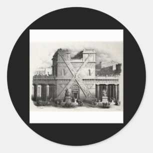 Antonio Basoli's Alphabeto Pittorico: Letter X Classic Round Sticker