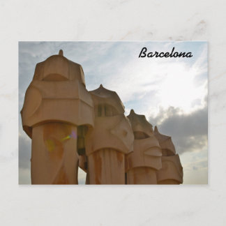 Antonio Gaudi chimney Post card, Barcelona Postcard