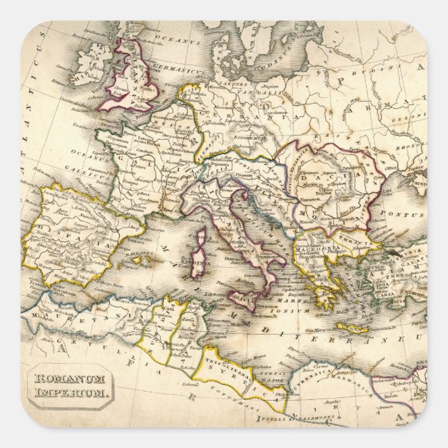Antquie Map of Ancient Roman Square Sticker (Front)