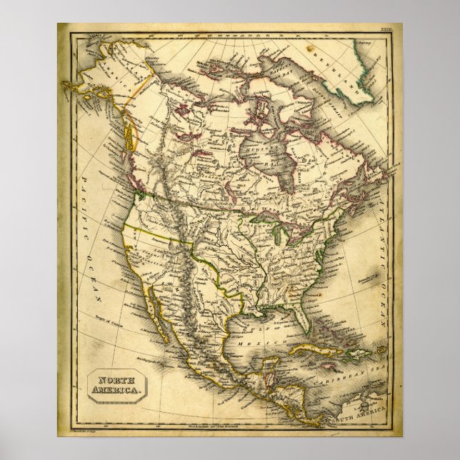 Antquie Map of North America Poster (Front)