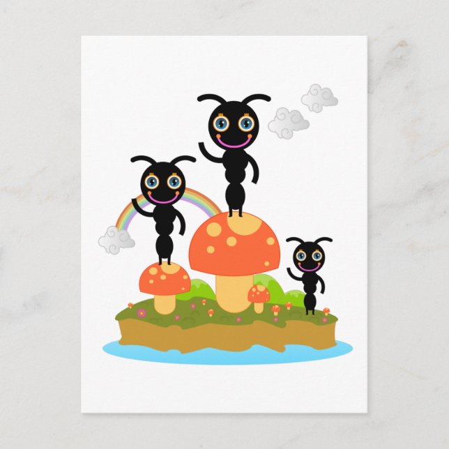 Ants and mushrooms postcard (Front)