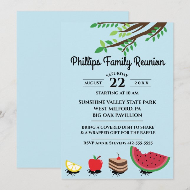 Ants Carrying Food Away Family Reunion Invitation (Front/Back)