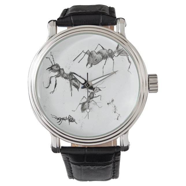 Ants go Marching In Men's Watch with Leather Band (Front)