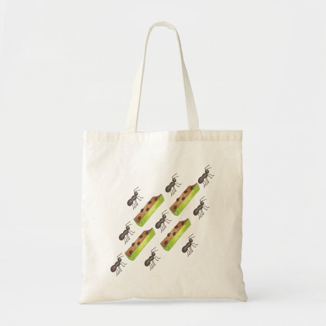 Ants on a Log Celery Peanut Butter Raisins Tote Bag (Front)