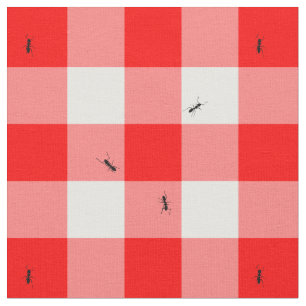 Ants on Gingham Checks Lifesize Fabric