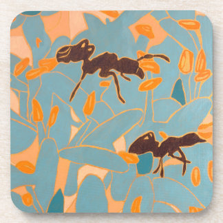 Ants with Blue flowers Autralian Flora Coaster