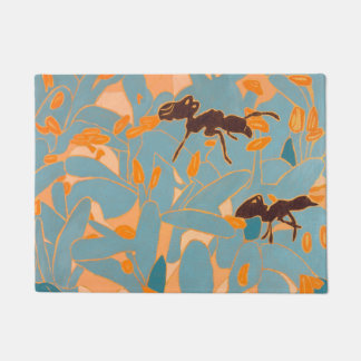 Ants with Blue flowers Autralian Flora Doormat