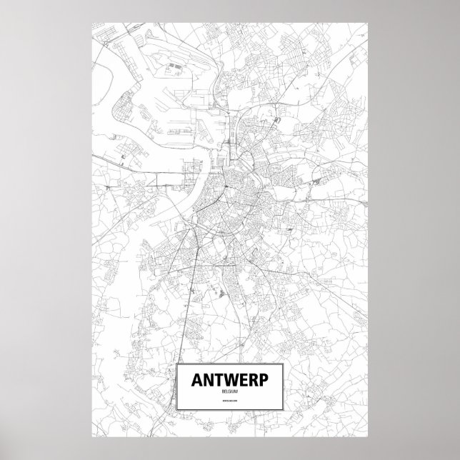 Antwerp, Belgium (black on white) Poster (Front)