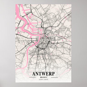 Antwerp - Belgium Neapolitan City Map Poster
