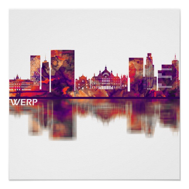 Antwerp Belgium Skyline Poster (Front)