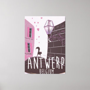 Antwerp, Belgium Travel poster Canvas Print