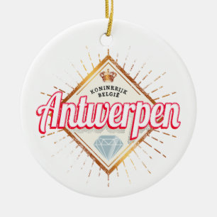 Antwerp Flanders Belgium Retro Vintage Souvenir Ceramic Tree Decoration